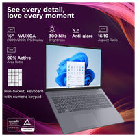Lenovo IdeaPad Laptop, Intel Core I7, 16GB RAM, 1TB SSD, 16", Gris, Audio HD, Windows 11 Home