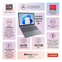 Lenovo Laptop Premium Business 2026 Amd Ryzen 5 7535hs 24gb Ram Ddr5 1tb Pcie Ssd Radeon 660m 15.3 Pulgadas Ips Wifi 6