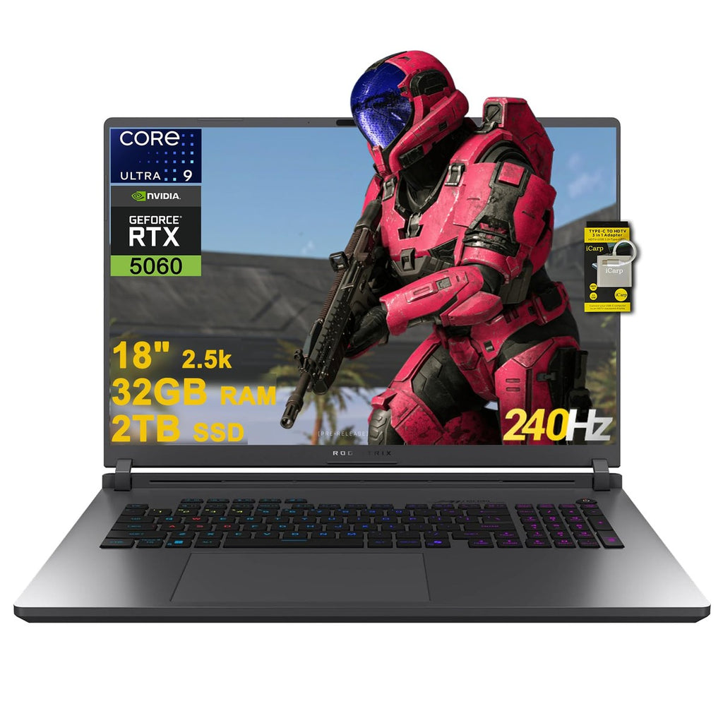 Asus Rog Strix G18 Gaming Laptop Intel Ultra 9 24-Core 32gb Ram 2tb Ssd Ge Force Rtx 5060 Wi-Fi 7 18" 240hz Negrometa