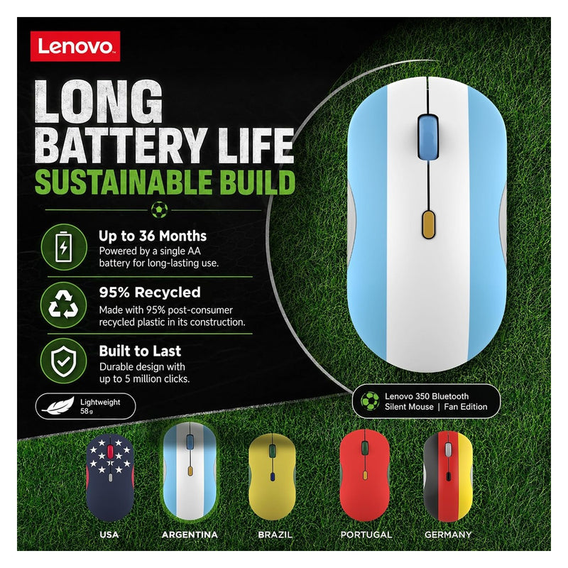 Lenovo Ratón Silencioso Bluetooth 350 - Argentina Flag