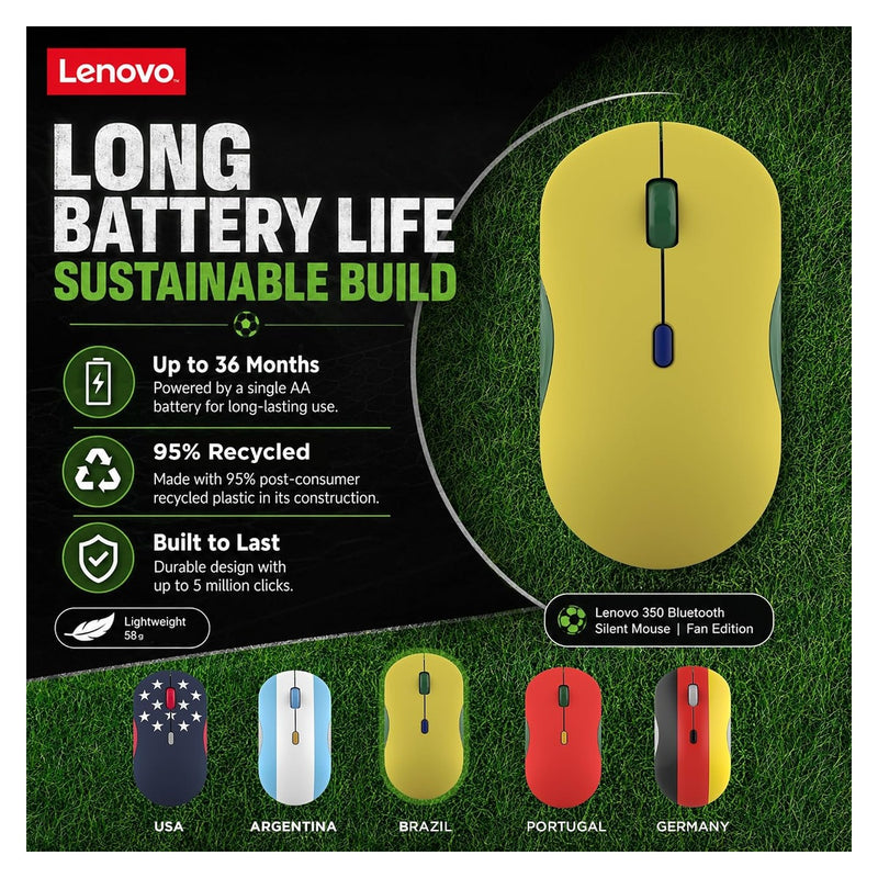 Lenovo Ratón Silencioso Bluetooth 350 - Brazil Flag