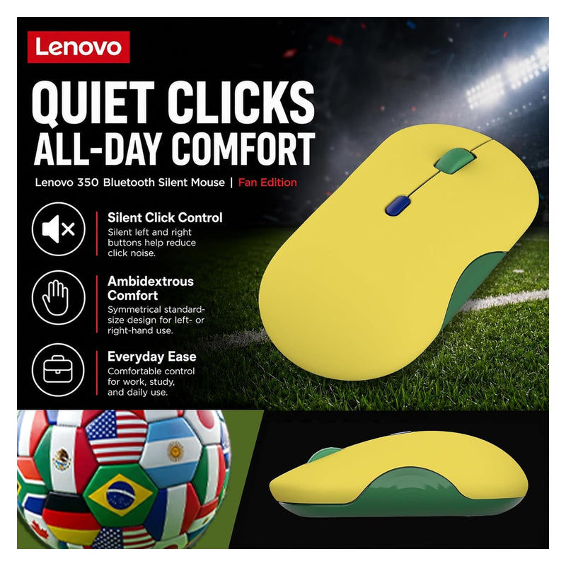 Lenovo Ratón Silencioso Bluetooth 350 - Brazil Flag