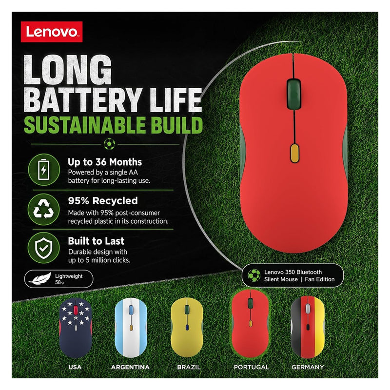 Lenovo Ratón Silencioso Bluetooth 350 - Portugal Flag