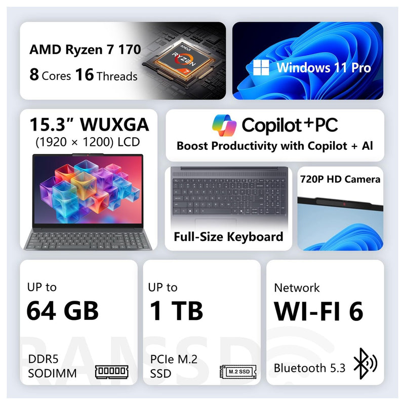 Laptop Lenovo IdeaPad Slim 5i 15,3" FHD+ Ryzen 7 16GB 512GB SSD Gris