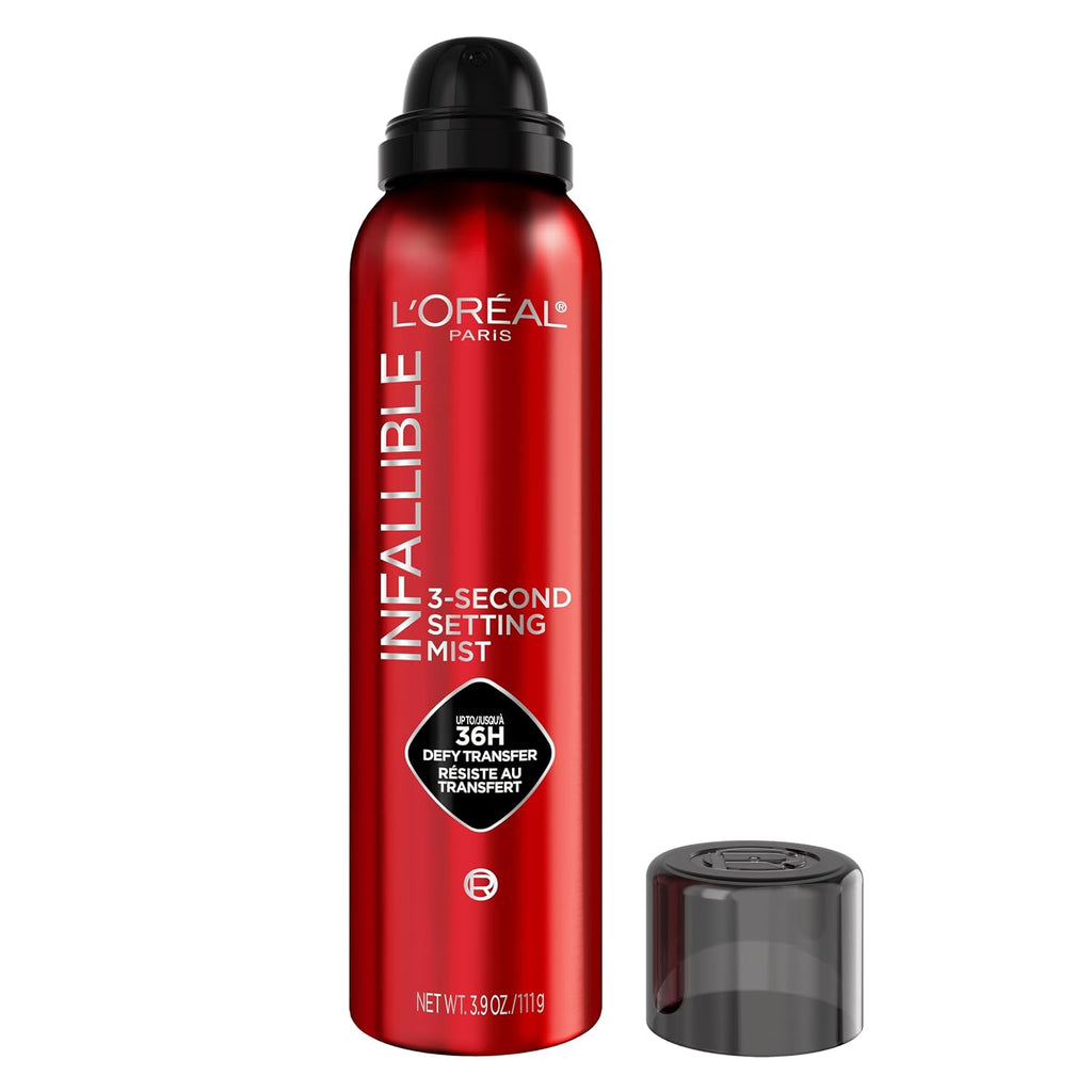 L'Oréal Paris Infallible XL Spray Fijador de Maquillaje 3 Segundos - Neblina Microfina 36H, Transparente 3.9 oz