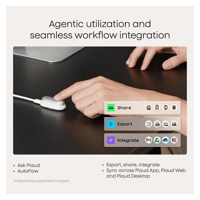 Plaud NotePin Grabadora de Voz IA - Lunar Silver