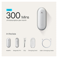 Plaud NotePin Grabadora de Voz IA - Lunar Silver