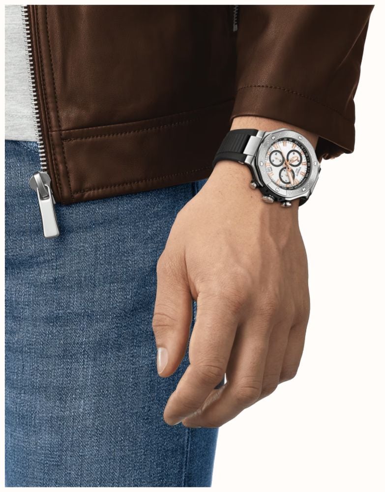 Tissot T-Race Reloj Cronógrafo 45 mm Esfera Blanca Correa Negra T141.417.17.011.00