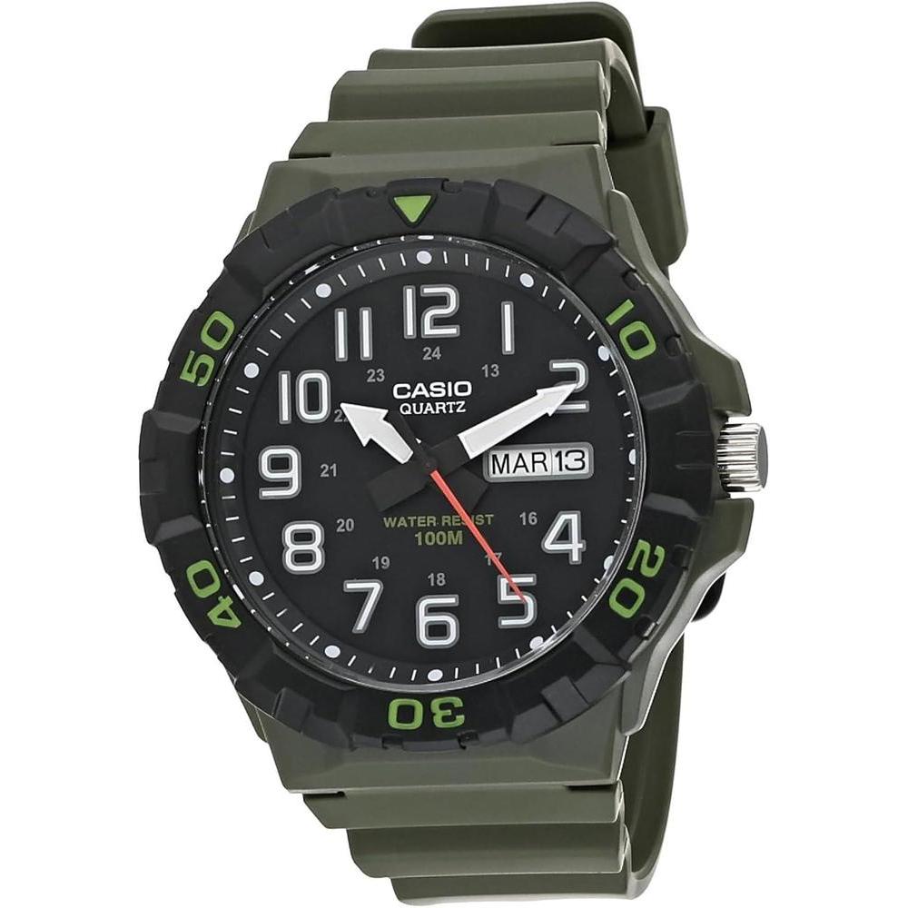 Reloj Analógico Deportivo para Hombre Casio MRW200H, Resistencia al Agua, Fecha, Bisel rotatorio, Batería 3 años, Verde