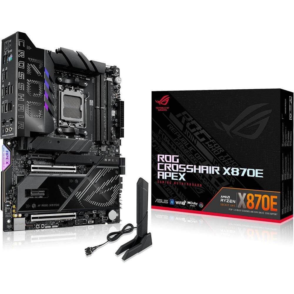 ASUS ROG Crosshair X870E APEX Motherboard con Advanced AI, DDR5, Wi-Fi 7, DIMM.2, PCIe 5.0 y USB4 para alto rendimiento