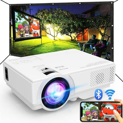 Proyector WiFi y Bluetooth actualizado para exterior, mini proyector de cine en casa compatible con smartphone por WiFi/USB