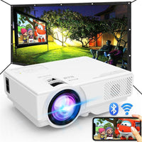 Proyector WiFi y Bluetooth actualizado para exterior, mini proyector de cine en casa compatible con smartphone por WiFi/USB