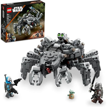 LEGO Star Wars Spider Tank 75361 con personajes de The Mandalorian, incluye minifiguras y 526 piezas