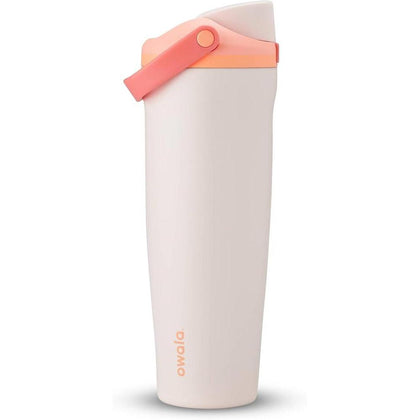 Owala FreeSip Sway Botella de agua de acero inoxidable, color naranja/bronceado con boquilla innovadora y diseño aislado