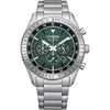 Citizen Eco-Drive Weekender Sport Casual, reloj de acero inoxidable, cronógrafo y esfera verde, modelo CA4600-89X