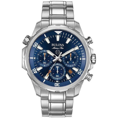 Reloj Cronógrafo de 6 Manecillas Marine Star para Hombre, Batería Incluida, Plata, Estilo Náutico, Cristal Mineral