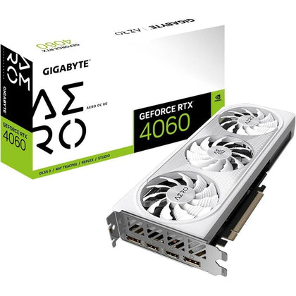 Tarjeta gráfica GIGABYTE GeForce RTX 4060 AERO OC 8G con 3 ventiladores y 8GB GDDR6 para alto rendimiento