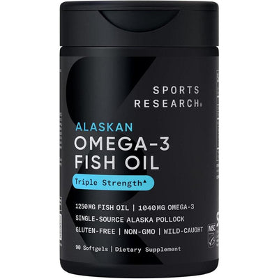 Omega-3 Aceite de Pescado Suplemento Triple Fuerza de Pollock de Alaska Libre de GMO y Soja 90 Cápsulas
