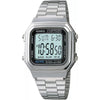 Reloj digital Casio A178W-1A plateado con alarma y cronógrafo para hombre, incluye luz LED y calendario automático