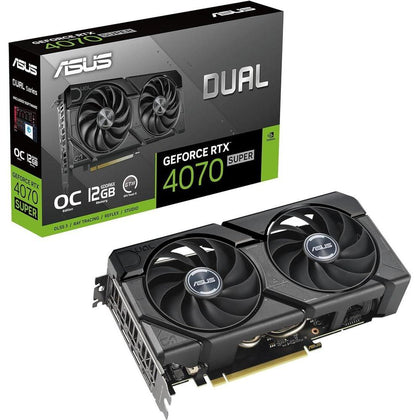 ASUS Dual GeForce RTX™ 4070 Super EVO OC Edition 12GB GDDR6X, PCIe 4.0, tecnología axial, HDMI 2.1a, DisplayPort 1.4a