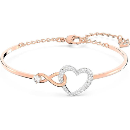 Swarovski Infinity Heart colección de joyas con collares y pulseras en oro rosa con cristales transparentes