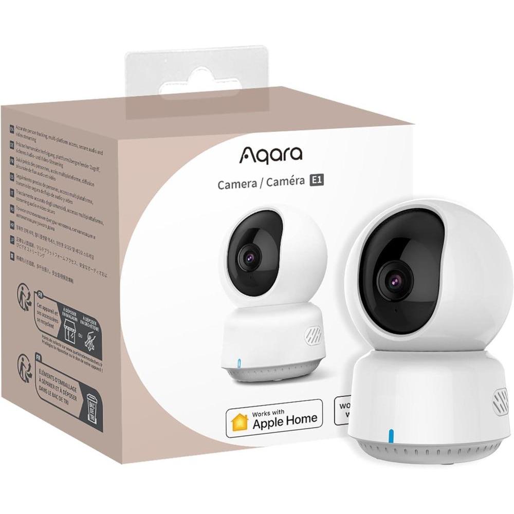Aqara Cámara de seguridad E1 con visión 2K, panorámica, audio bidireccional, visión nocturna, compatible con HomeKit y Alexa