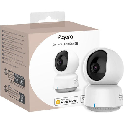 Aqara Cámara de seguridad E1 con visión 2K, panorámica, audio bidireccional, visión nocturna, compatible con HomeKit y Alexa