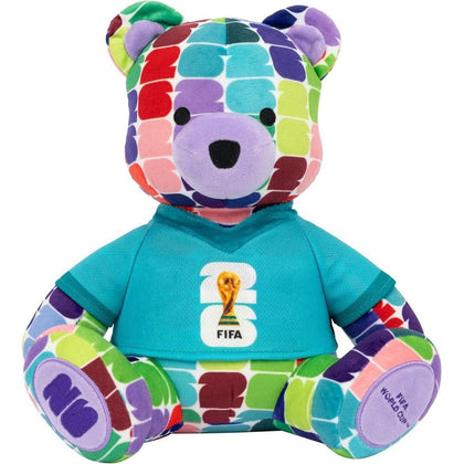 Peluche oso colorido Copa Mundial FIFA 2026, coleccionable oficial con logotipo de trofeo, desde 3 años