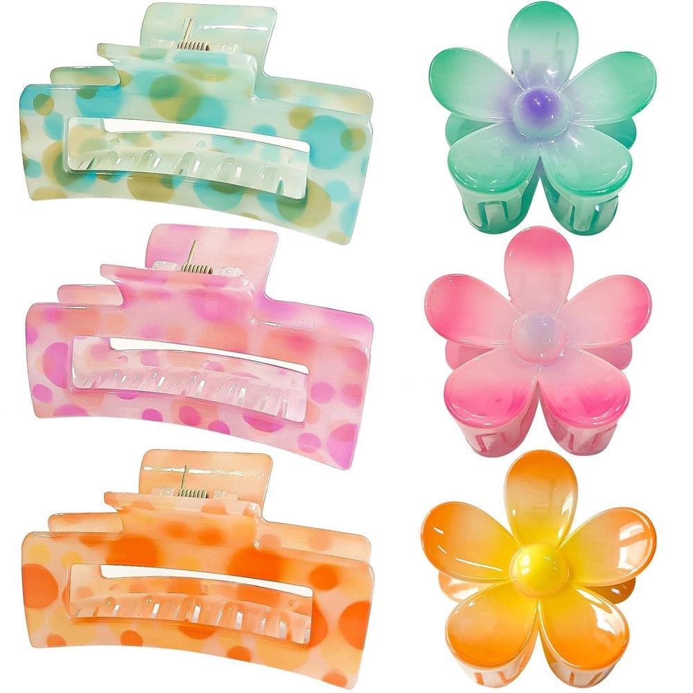 GQLV Set de Regalo de Accesorios para el Cabello: Pinzas Grandes Antideslizantes, Broches Medianos de Flor para Cabello Grueso/Fino, Accesorios de Peinado para Mujeres/Niñas