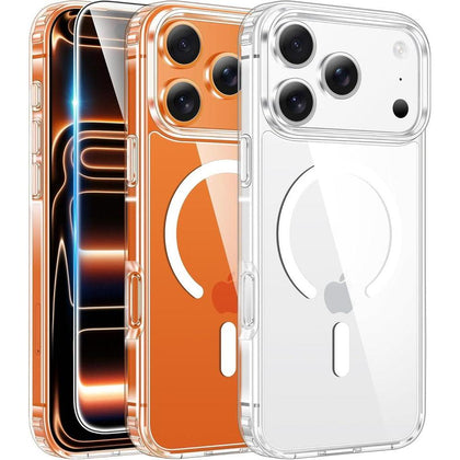 Funda magnética transparente FNTCASE para iPhone 17 Pro Max, resistente a caídas y no se amarillea, con pantalla protectora