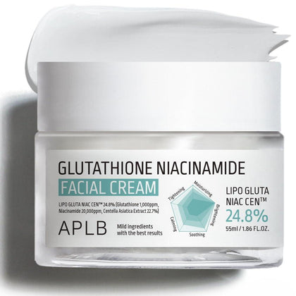 APLB Glutatión Niacinamida Crema Facial con LIPO GLUTA NIAC CEN, cuidado coreano de la piel, profunda hidratación y elasticidad mejorada