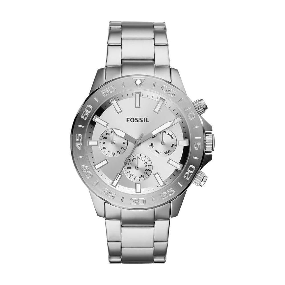 Reloj multifunción de acero inoxidable Bannon de Fossil, movimiento de cuarzo, resistente al agua 5ATM, cierre plegable