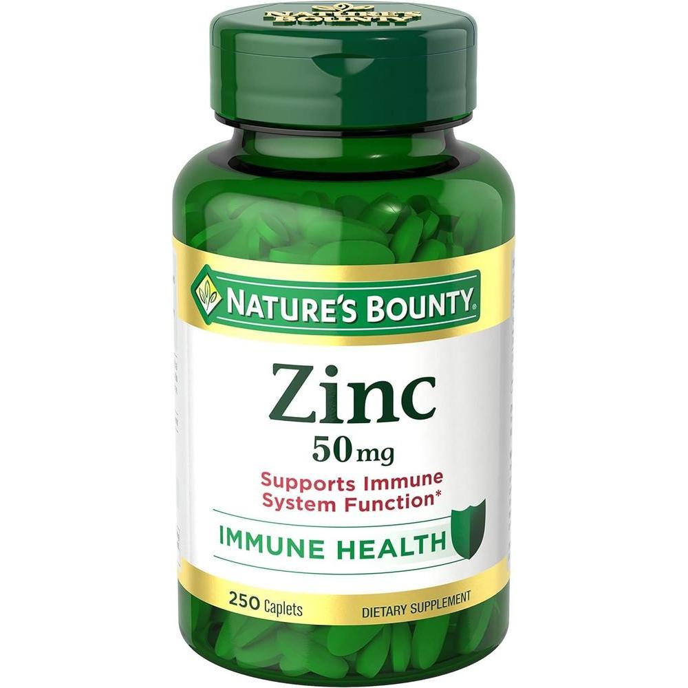 Nature's Bounty Zinc 50 mg, apoyo inmunológico y antioxidante, salud de la piel con 250 cápsulas