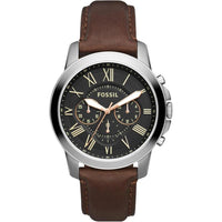 Reloj cronógrafo para hombre de acero inoxidable y cuero negro con detalles dorados, movimiento de cuarzo, modelo Grant