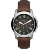 Reloj cronógrafo para hombre de acero inoxidable y cuero negro con detalles dorados, movimiento de cuarzo, modelo Grant