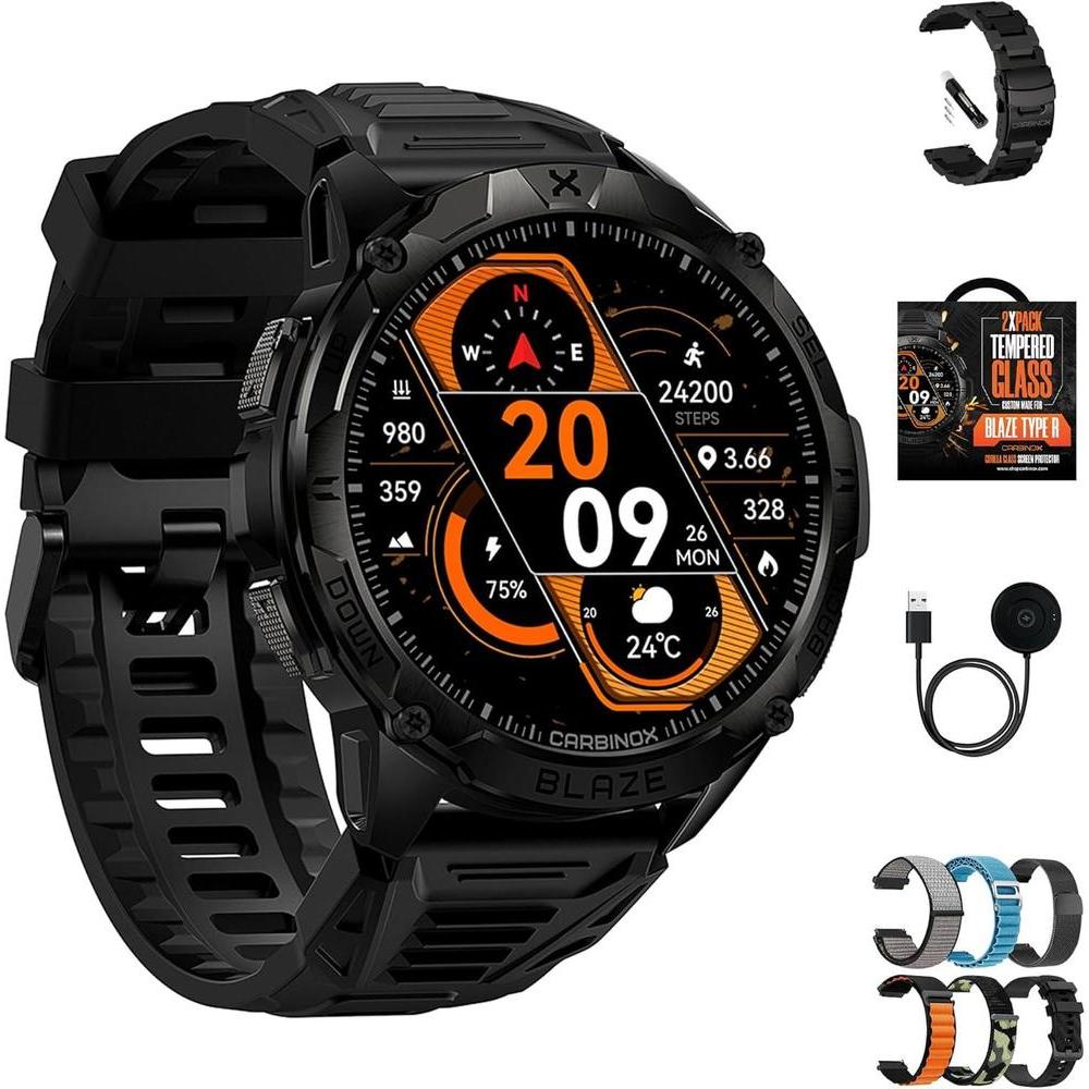 Smartwatch Carbinox Blaze Con Gps Resistente Ip69k Y Gorilla Glass 170+ Deportes Llamadas Bluetooth Compatible Android/Ios