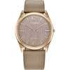 Citizen Reloj ecológico unisex Eco-Drive Dress Classic, correa de cuero beige, esfera rosa, 2 manecillas, modelo AR3123-00X