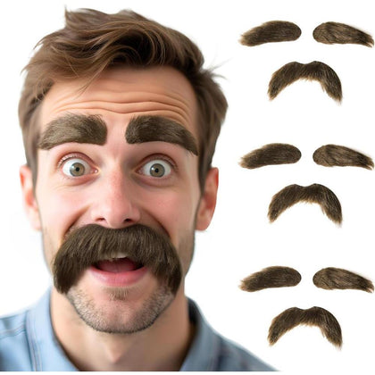 HOMELEX Set de Bigote y Cejas Falsas Autoadhesivas para Halloween y Fiestas