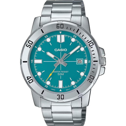 Casio MTP-VD01D-3E2V Reloj deportivo analógico para hombre con esfera verde jade, estilo casual y moderno