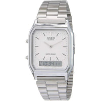 Reloj Casio para Hombre Digital AQ230A-7D Plateado, Elegante con Alarma, Cronógrafo y Resistente al Agua