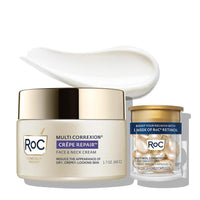 RoC Crema diaria antienvejecimiento para arrugas en rostro y cuello con cápsulas de retinol para suavizar líneas de expresión