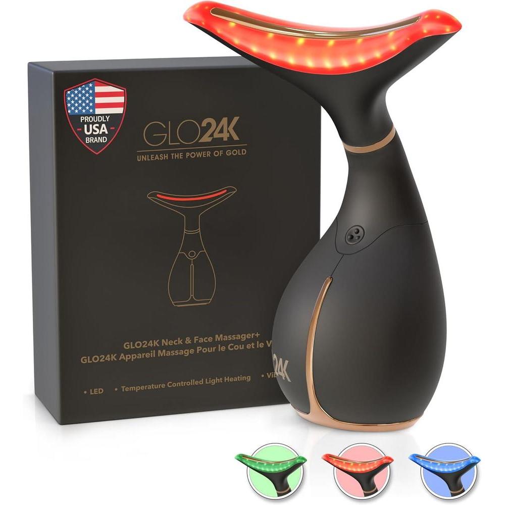 Dispositivo GLO24K de luz roja con tecnología térmica y vibración para cuidado de cara y cuello