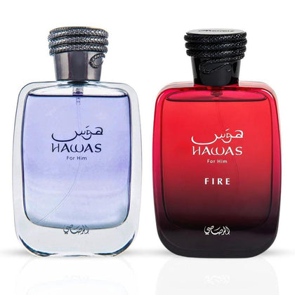 RASASI Hawas For Him & Hawas Fire Eau De Parfum Sprays, fragancias masculinas frescas e intensas con aromas duraderos y refinados
