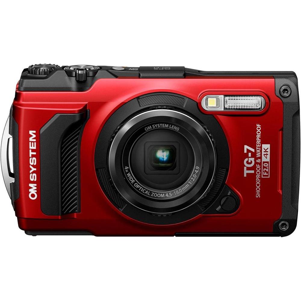 OM System OLYMPUS Tough TG-7 Cámara Subacuática Roja, Impermeable, Alta Resolución y Brillo, Video 4K, Disparo Macro