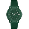 Reloj de cuarzo Lacoste 12.12 Move para hombre con caja de aluminio verde y correa de silicona, diseño monocromático