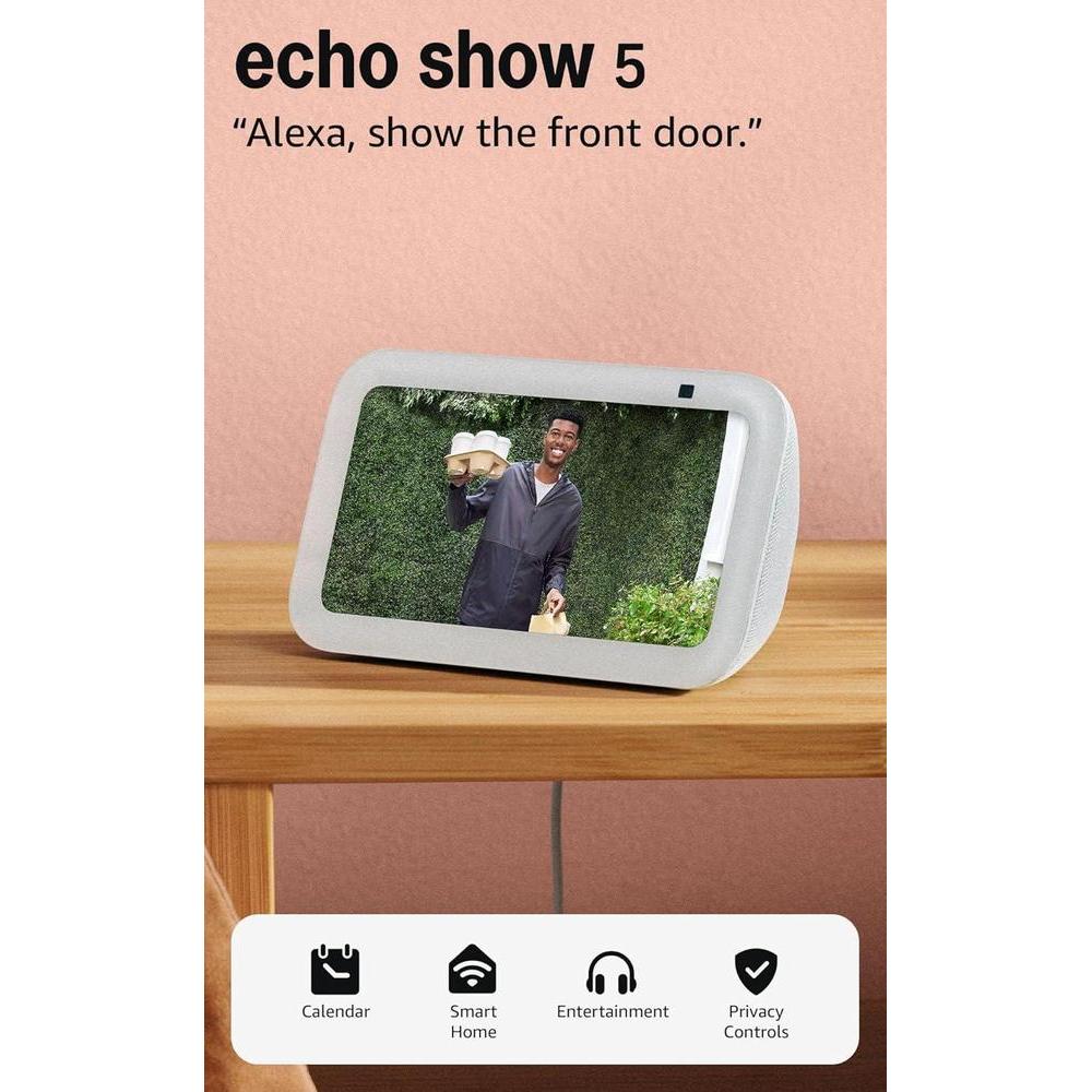 Amazon Echo Show 5, dispositivo inteligente con pantalla táctil de 5.5", sonido claro y profundo, control de dispositivos y funciones de videollamada