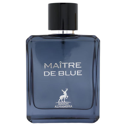 Maison Alhambra Maitre De Blue Eau De Parfum Spray para hombre, fragancia cítrica y amaderada intensa