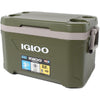 Nevera Igloo Sportsman Latitude 52 portatil para camping y pesca, capacidad 49 L y diseño duradero verde