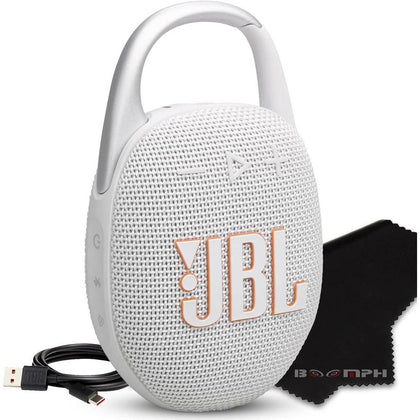 JBL Altavoz Bluetooth portátil Clip 5 impermeable a prueba de polvo batería larga duración color blanco