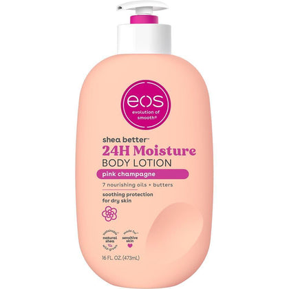eos Crema Corporal para Cuidado de la Piel con Manteca de Karité Natural, Hidratante 24 Horas, Ligera y Sin Grasa, Sabor Champán Rosado